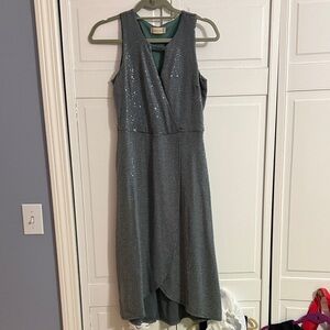 Altar'd State Shimmering Silver High Low Dress